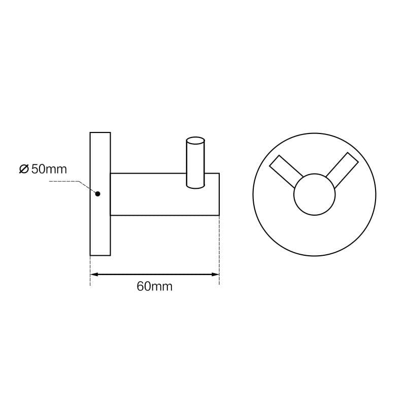 LUCID PIN Series Round Black Double Wall Hook OX6607.TR
