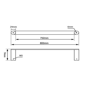 TSI Bathroom Accessories RUSHY Series Chrome Single Towel Rail 800mm CH6501.8.TR