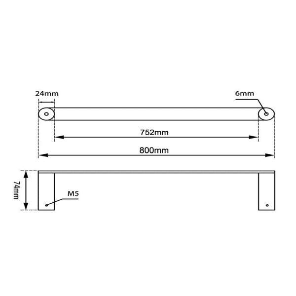 TSI Bathroom Accessories RUSHY Series Chrome Single Towel Rail 800mm CH6501.8.TR