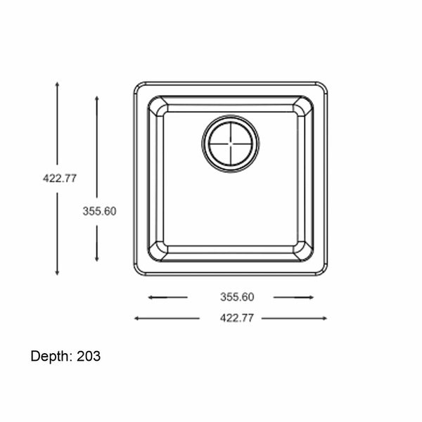 TSI Sinks OX4242.KS BLACK GRANITE QUARTZ STONE KITCHEN/LAUNDRY SINK SINGLE BOWL TOP/UNDER MOUNT 422*422*203MM