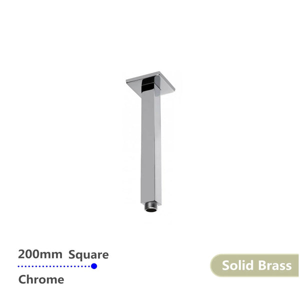 CH0103.SA SQUARE CHROME CEILING SHOWER ARM 200MM