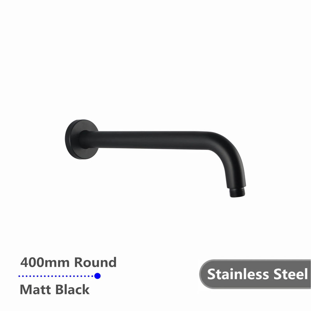 OX0108.SA ROUND BLACK STAINLESS STEEL WALL MOUNTED SHOWER ARM 400MM
