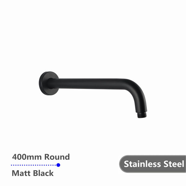OX0108.SA ROUND BLACK STAINLESS STEEL WALL MOUNTED SHOWER ARM 400MM