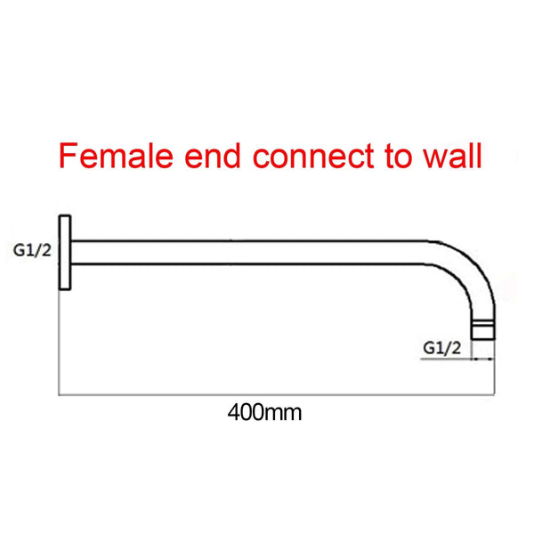 TSI Showers BU0108.SA ROUND BRUSHED NICKEL STAINLESS STEEL WALL MOUNTED SHOWER ARM 400MM