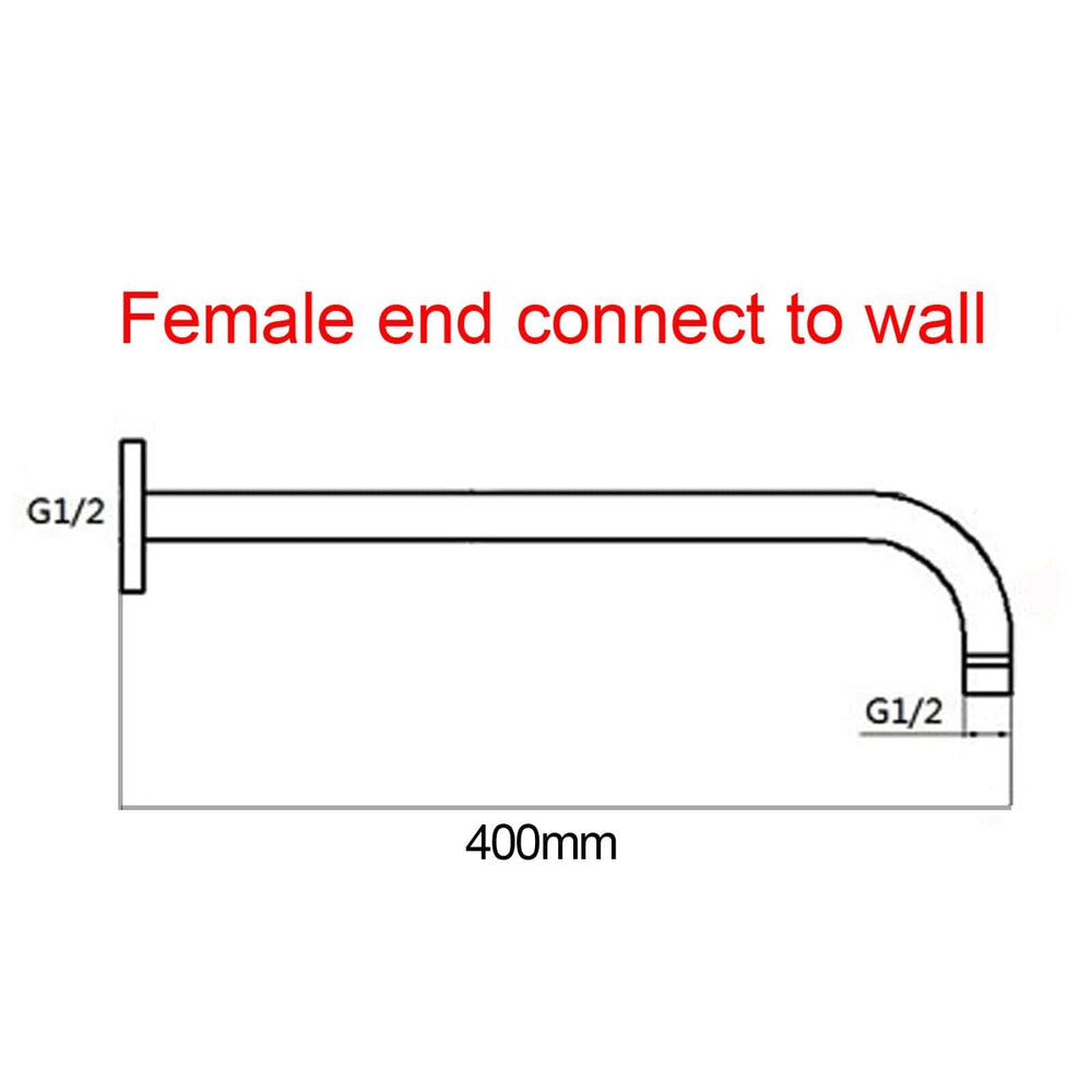 GM0108.SA ROUND GUN METAL GREY STAINLESS STEEL WALL MOUNTED SHOWER ARM 400MM