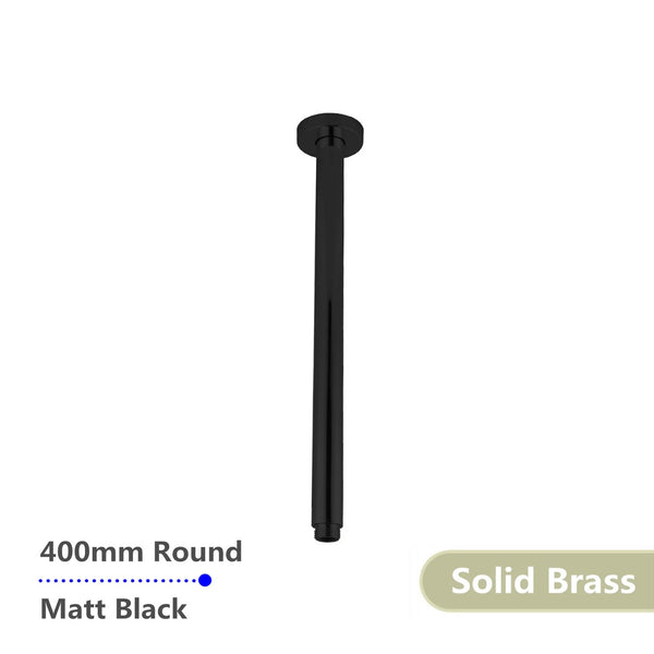 OX0120.SA ROUND MATTE BLACK CEILING SHOWER ARM 400MM