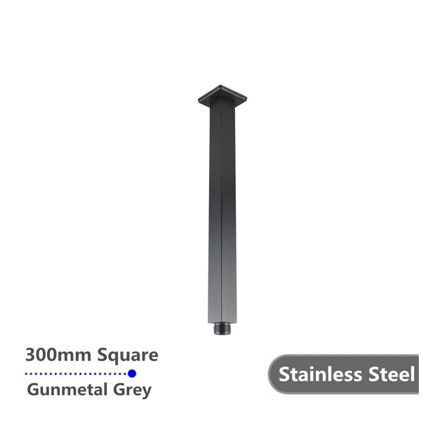 GM0126.SA SQUARE GUN METAL GREY CEILING SHOWER ARM 300MM