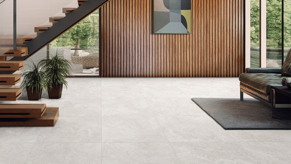 Borgogna White Polished Stone Look Tile 600X600mm