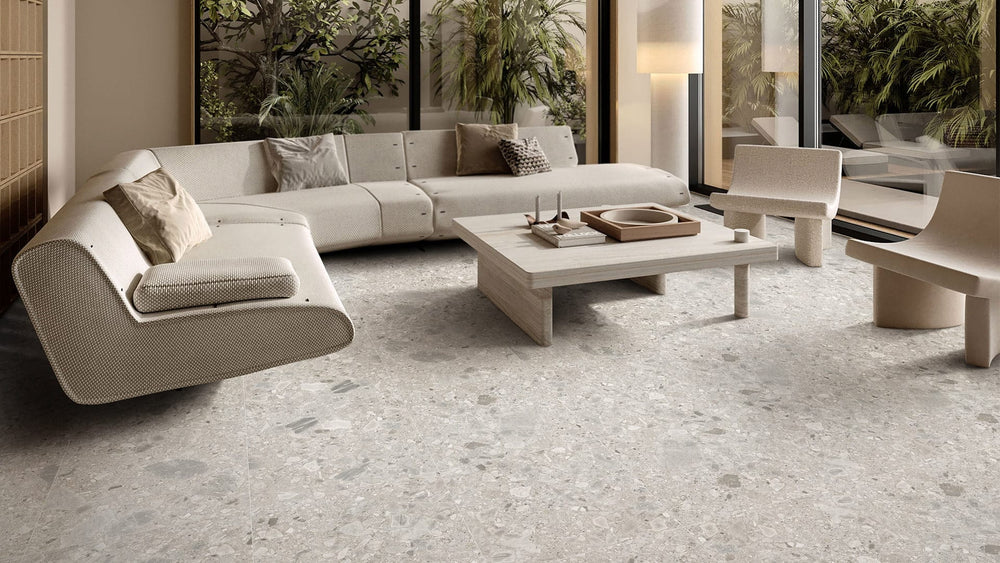 Terrazzo Ceppo Light Grey Matt Tile 450x450mm