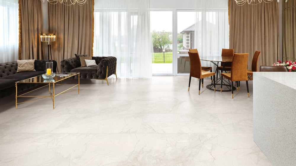 Vemac White Matt Stone Look Tile 600x1200mm