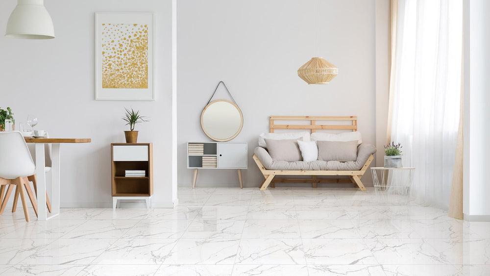 Veneto Carrara Polished Marble Look Tile 300x600mm