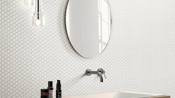 SWC Tile Hexagon Mosaic White Gloss 51mm (271X282mm Per Sheet)