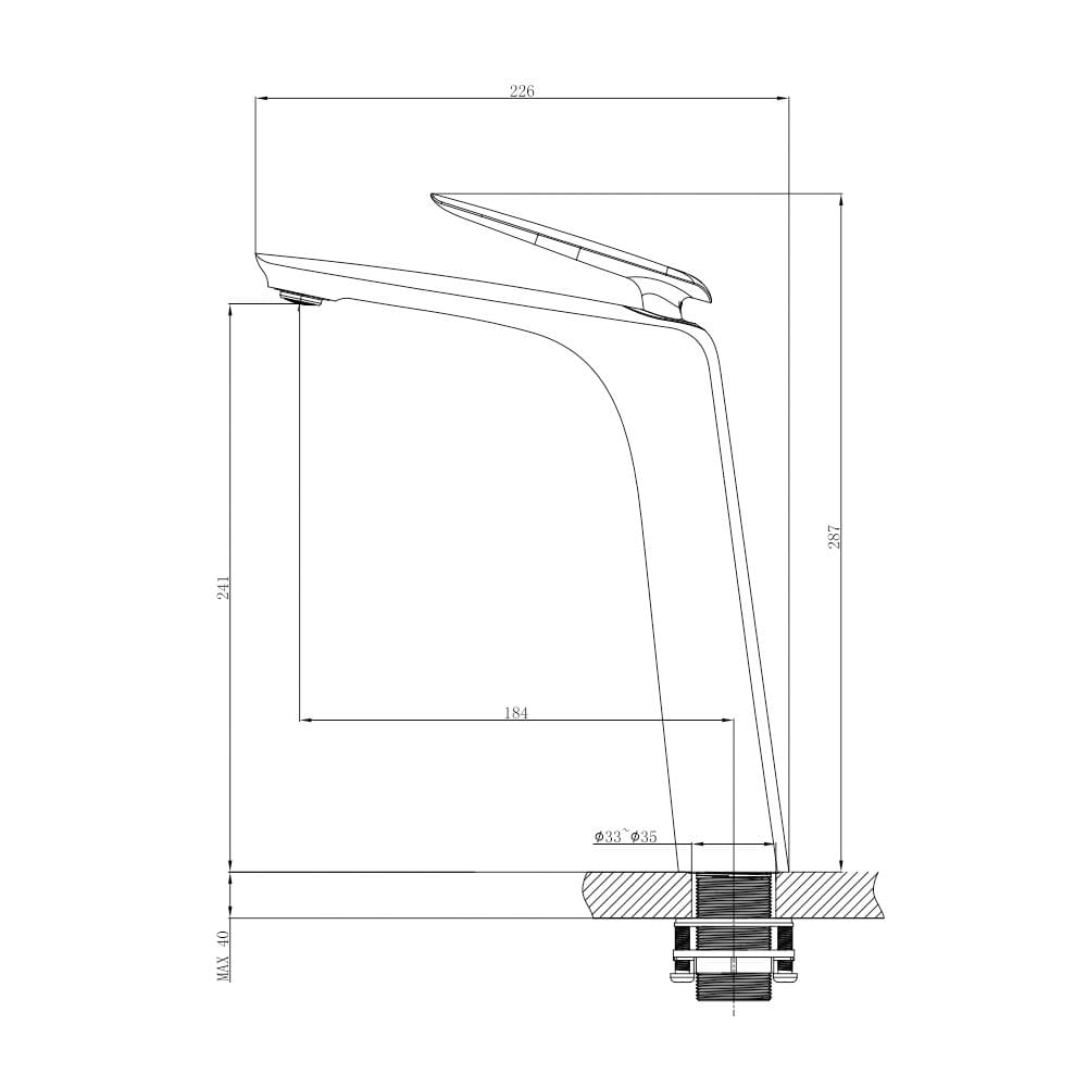 TBT202.04 Bellino Brushed Yellow Gold Tall Basin Mixer
