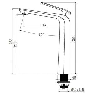 TSI Mixer Taps TBT35.02 Esperia Matte Black Tall Basin Mixer