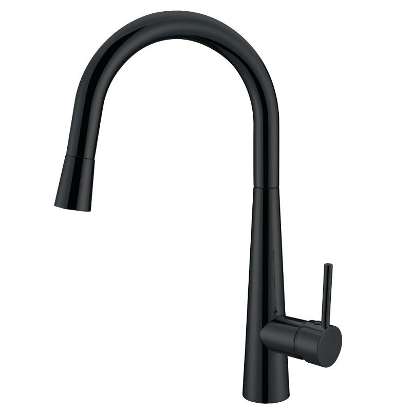 WT 4122BK CURO Goose Neck Sink Mixer w/Pull out Magnet Head Matt Black finish