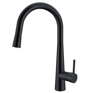 WT 4122BK CURO Goose Neck Sink Mixer w/Pull out Magnet Head Matt Black finish