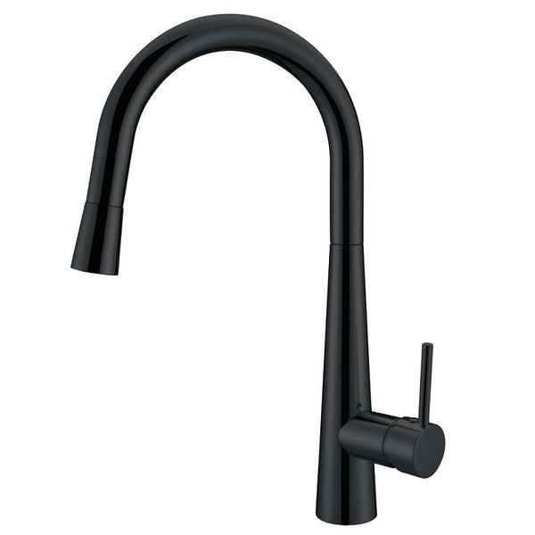 WT 4122BK CURO Goose Neck Sink Mixer w/Pull out Magnet Head Matt Black finish