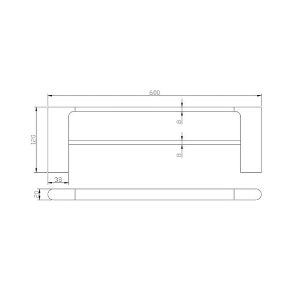 Trade Bathroom Accessories AU Series Black Double Towel Rail 600mm OX8002.TR