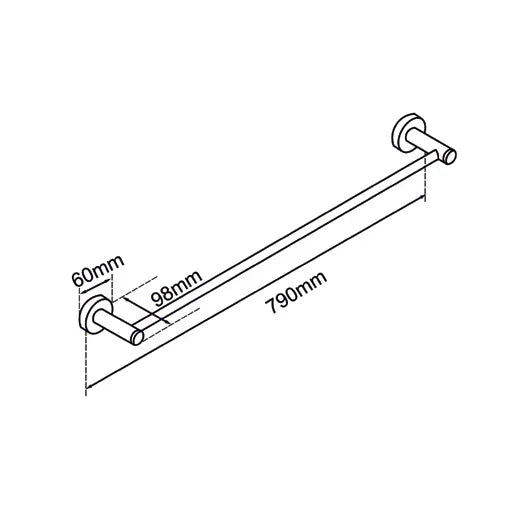 BU6601.TR LUCID PIN 800MM BRUSHED NICKEL SINGLE TOWEL RAIL