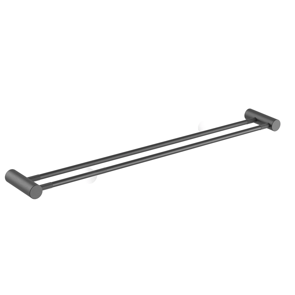 TSI Bathroom Accessories BUGM9002.8.TR CADDENCE SERIES BRUSHED GUN METAL GREY DOUBLE TOWEL RAIL 800MM