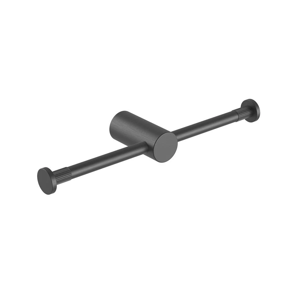 TSI Bathroom Accessories BUGM9005.TR CADDENCE SERIES BRUSHED GUN METAL GREY DOUBLE TOILET PAPER HOLDER