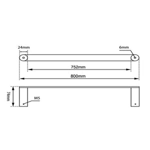 TSI Bathroom Accessories BUYG6501.8.TR RUSHY BRUSHED BRASS SINGLE TOWEL RAIL 800MM