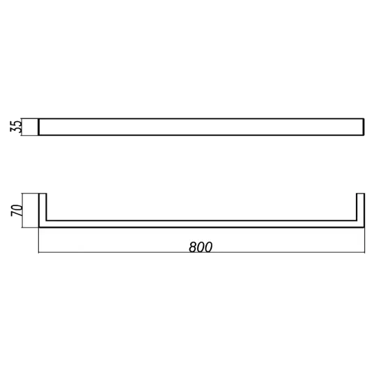 OX7001.8.TR IVANO SERIES SQUARE BLACK SINGLE TOWEL RAIL 800MM
