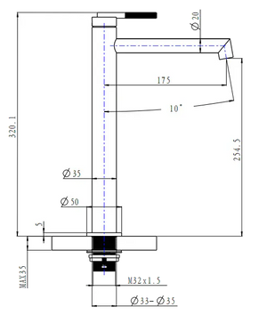 TSI BUGM0241.BM CADDENCE SERIES BRUSHED GUN METAL GREY TALL BASIN MIXER