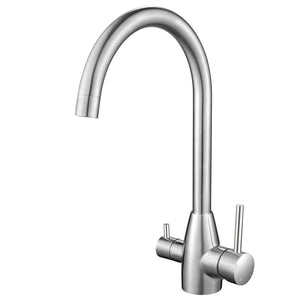TSI Mixer Taps Brushed Nickel Hot & Cold Swivel Spout Kitchen Mixer BU1041.KM