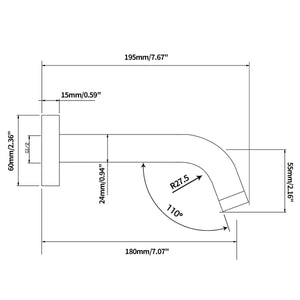 TSI Mixer Taps BU0012.BS LUCID PIN SERIES ROUND BRUSHED NICKEL BATHTUB/BASIN WALL SPOUT