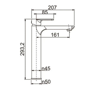 TSI Mixer Taps BU0152.BM VOG SERIES BRUSHED NICKEL TALL BASIN MIXER