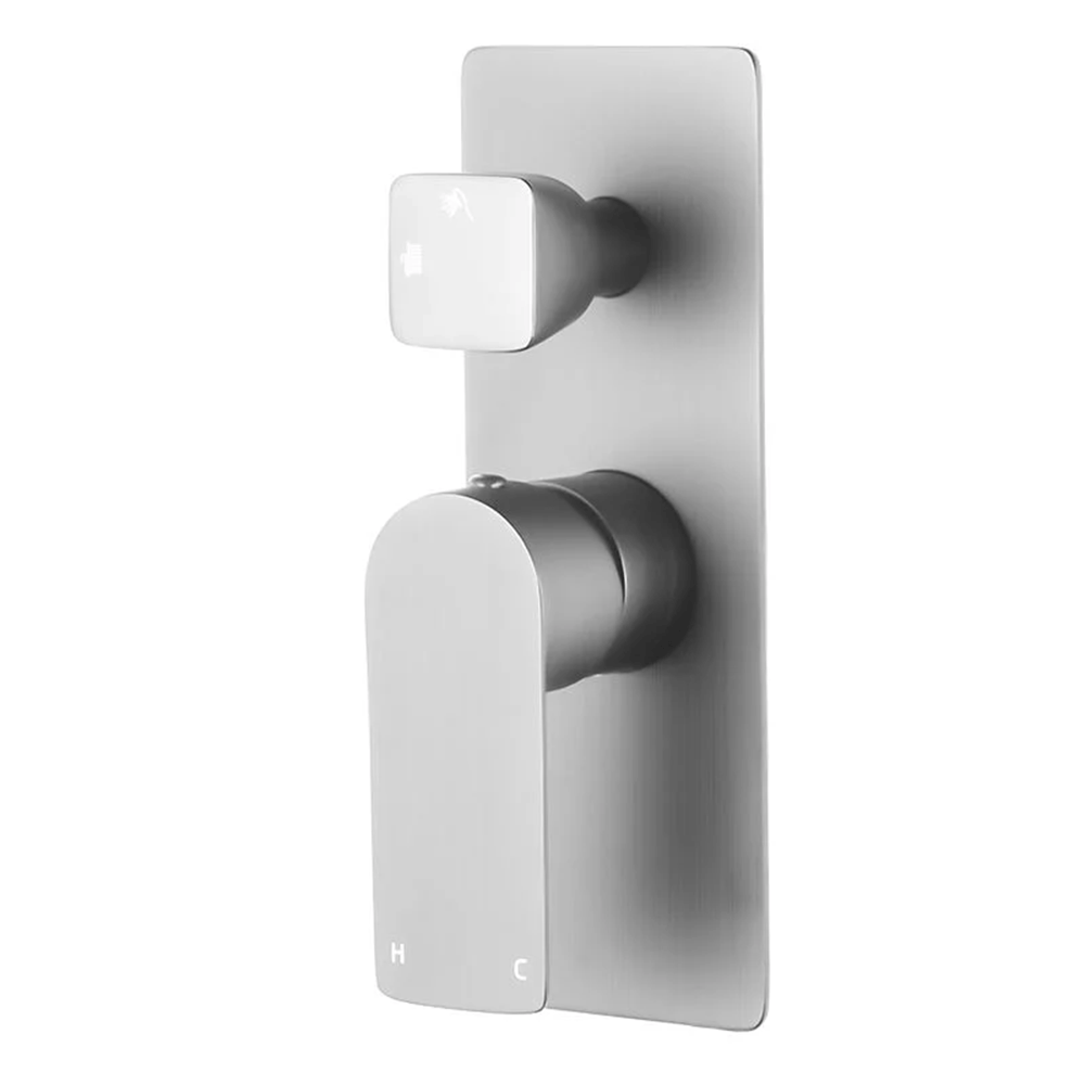 TSI Mixer Taps BU0165-2.ST VOG SERIES SOLID BRASS BRUSHED NICKEL BATH/SHOWER WALL MIXER WITH DIVERTER WALL MOUNTED