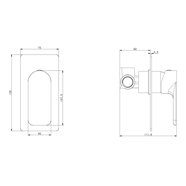 TSI Mixer Taps BU0167-2.ST VOG SERIES SOLID BRASS BRUSHED NICKEL SHOWER/BATH WALL MIXER