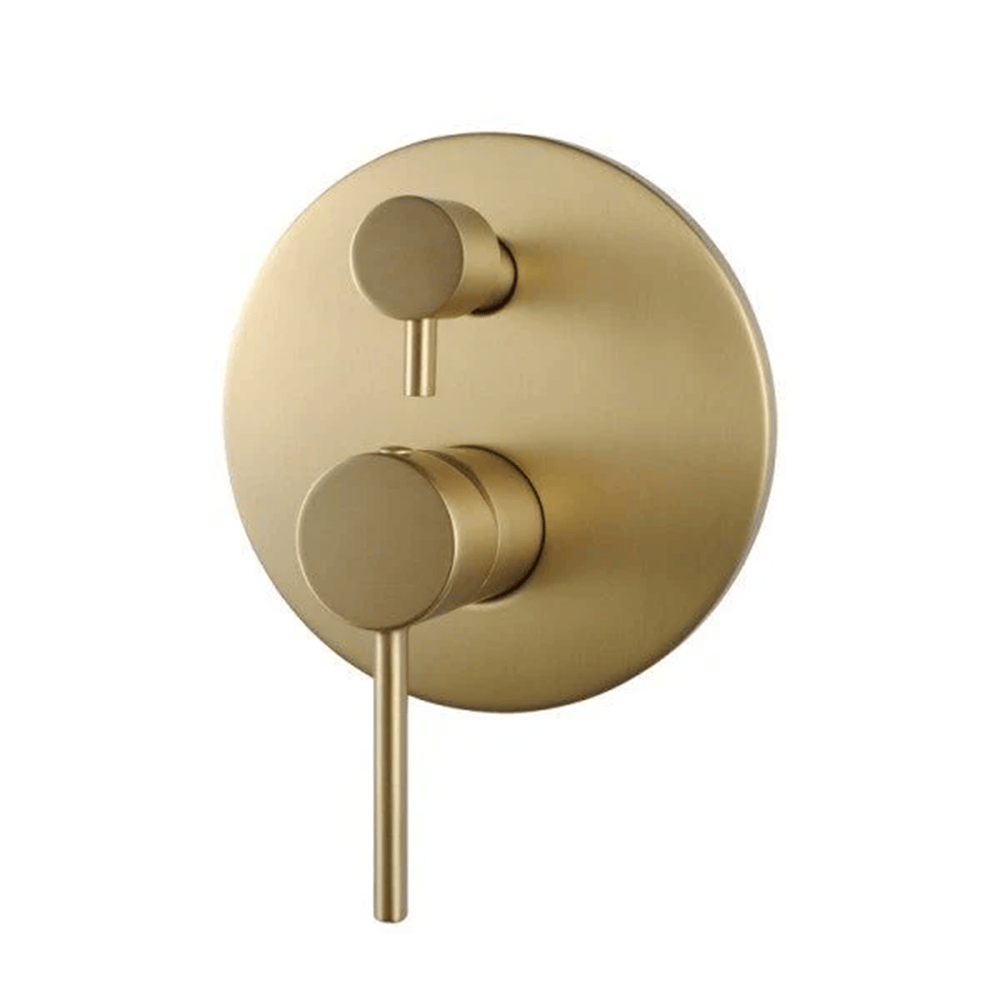 TSI Mixer Taps BUYG0125-2.ST LUCID PIN ROUND BRUSHED BRASS WALL MIXER WITH DIVERTER