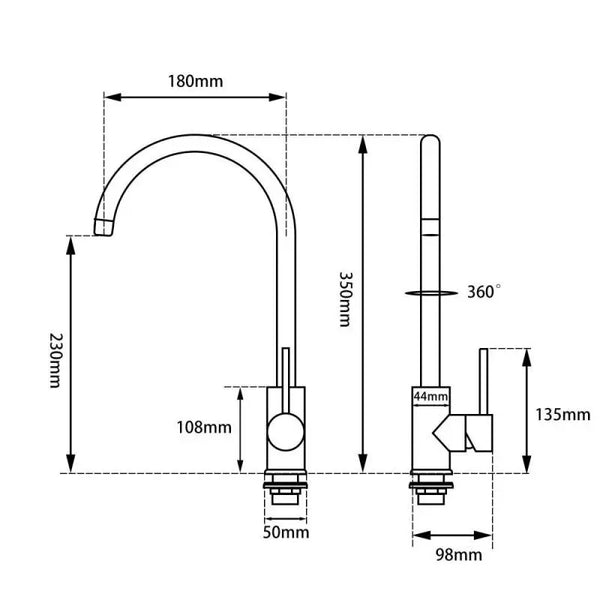 TSI Mixer Taps BUYG1026.KM ROUND BRUSHED YELLOW GOLD KITCHEN SINK MIXER TAP