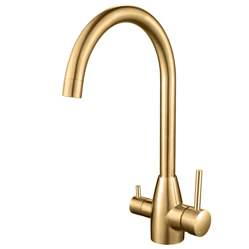 TSI Mixer Taps BUYG1041.KM BRUSHED YELLOW GOLD 3 WAY PURE DRINKING WATER HOT & COLD SWIVEL SPOUT KITCHEN MIXER