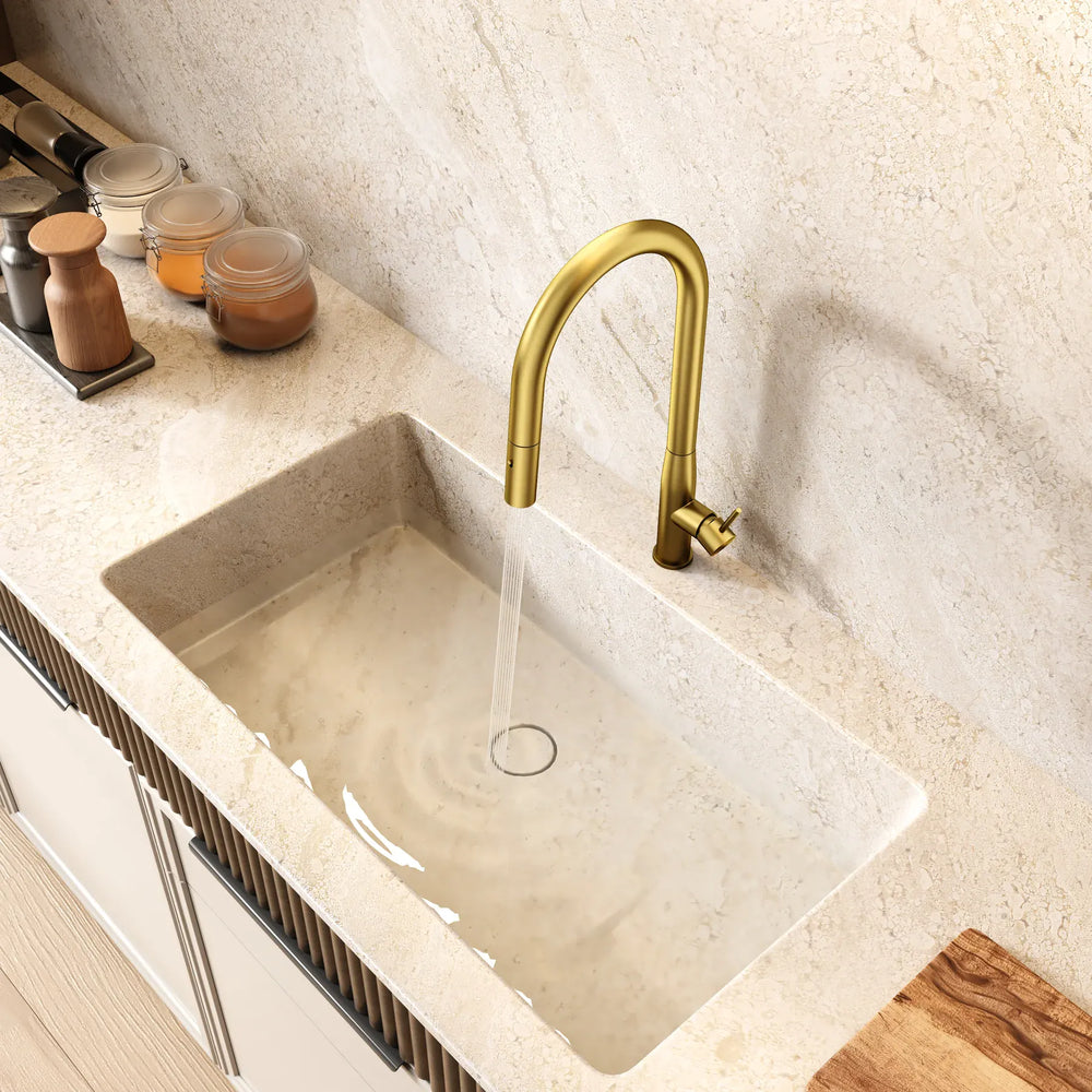 C-1SKMBG Navona Carysil Slim Brushed Gold Pull Out Kitchen Mixer