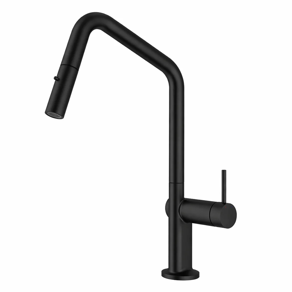 TSI Mixer Taps C-2AKMB Navona Carysil Angle Matte Black Pull Out Kitchen Mixer