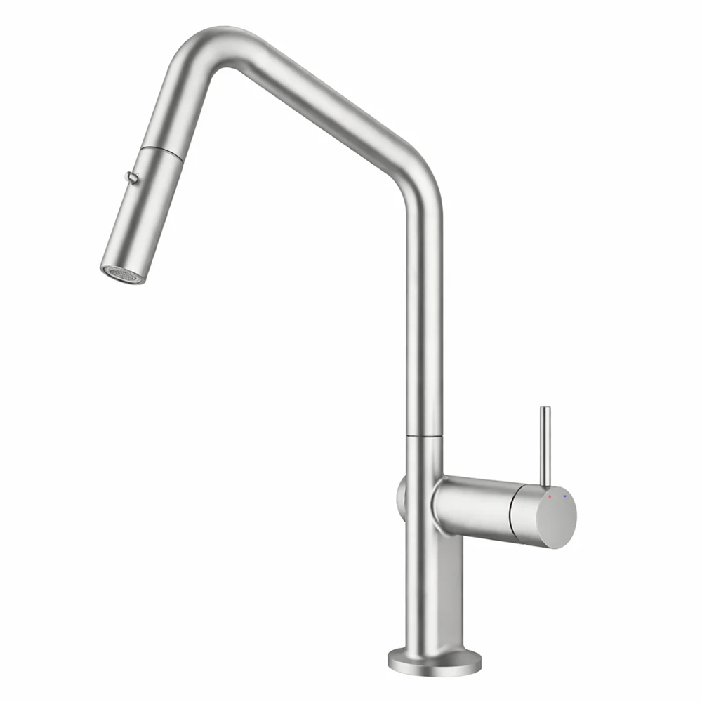 TSI Mixer Taps C-2AKMBN Navona Carysil Angle Brushed Nickel Pull Out Kitchen Mixer
