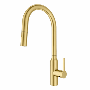 TSI Mixer Taps C-3RKMBG Navona Carysil Round Brushed Yellow Gold Pull Out Kitchen Mixer