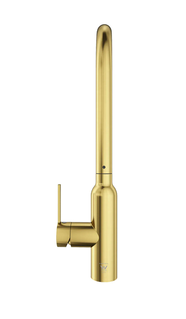 TSI Mixer Taps C-3RKMBG Navona Carysil Round Brushed Yellow Gold Pull Out Kitchen Mixer