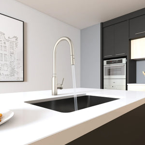 TSI Mixer Taps C-3RKMBN Navona Carysil Round Brushed Nickel Pull Out Kitchen Mixer