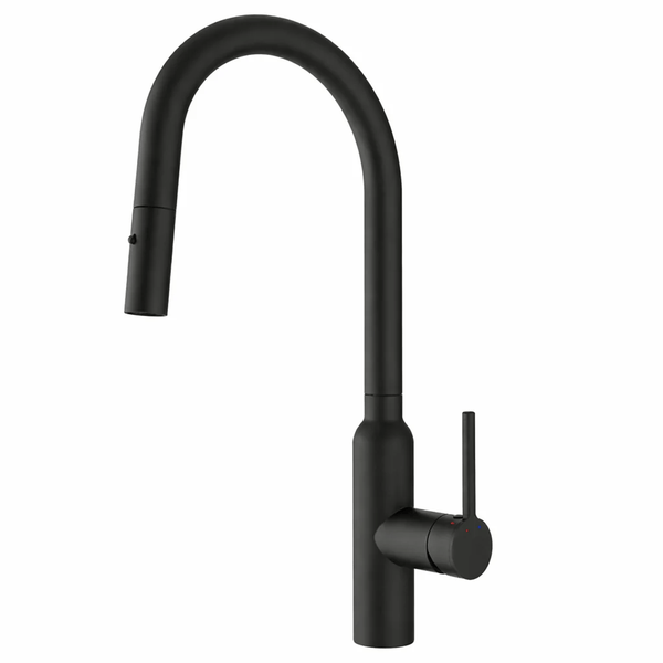 TSI Mixer Taps C-3RKMGB Navona Carysil Round Granite Black Pull Out Kitchen Mixer