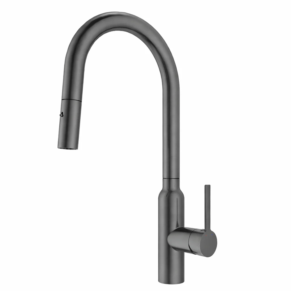 TSI Mixer Taps C-3RKMGM Navona Carysil Round Gun Metal Pull Out Kitchen Mixer