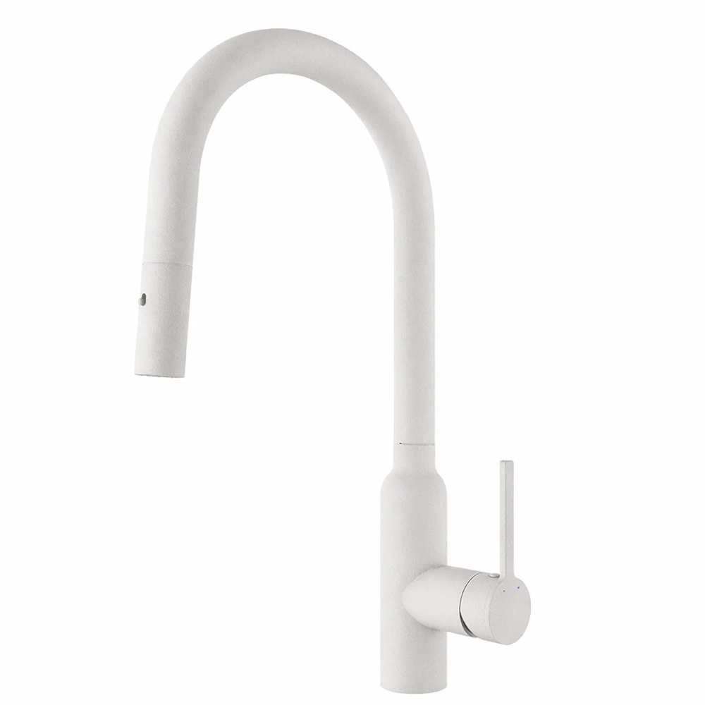 TSI Mixer Taps C-3RKMGW Navona Carysil Round Granite White Pull Out Kitchen Mixer
