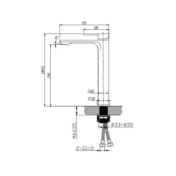 TSI Mixer Taps CH0229.BM IVANO SERIES CHROME TALL BASIN MIXER