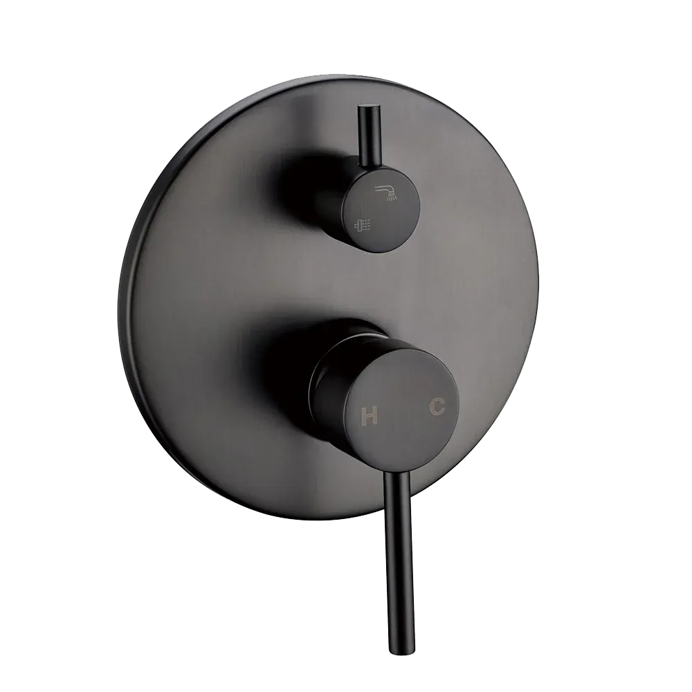 TSI Mixer Taps GM0125-2.ST LUCID PIN ROUND GUN METAL GREY WALL MIXER WITH DIVERTER