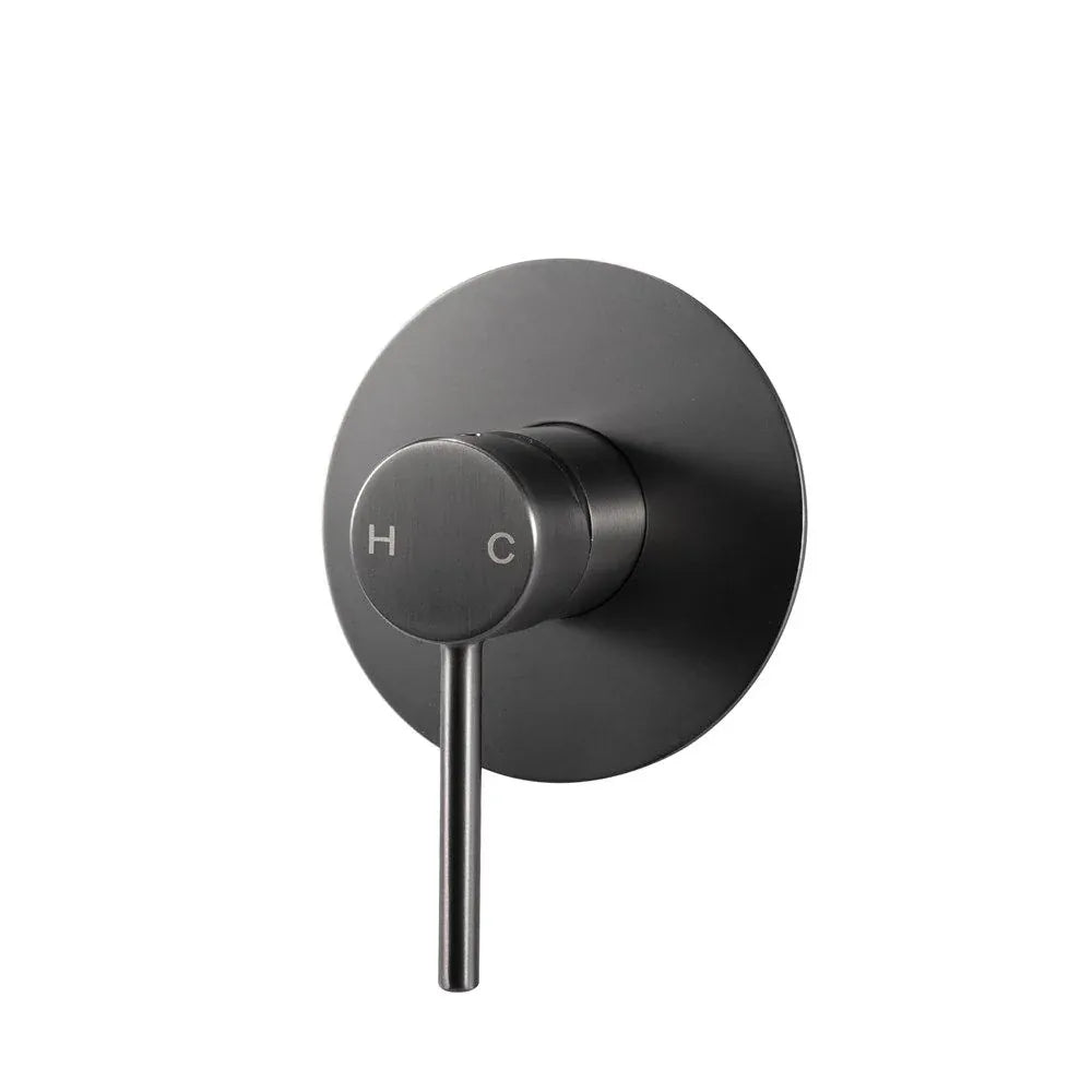 TSI Mixer Taps GM0126-2-65.ST LUCID PIN GUN METAL GREY ROUND SHOWER/BATH WALL MIXER(65MM COVER PLATE)