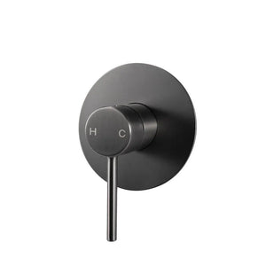 TSI Mixer Taps GM0126-2-65.ST LUCID PIN GUN METAL GREY ROUND SHOWER/BATH WALL MIXER(65MM COVER PLATE)