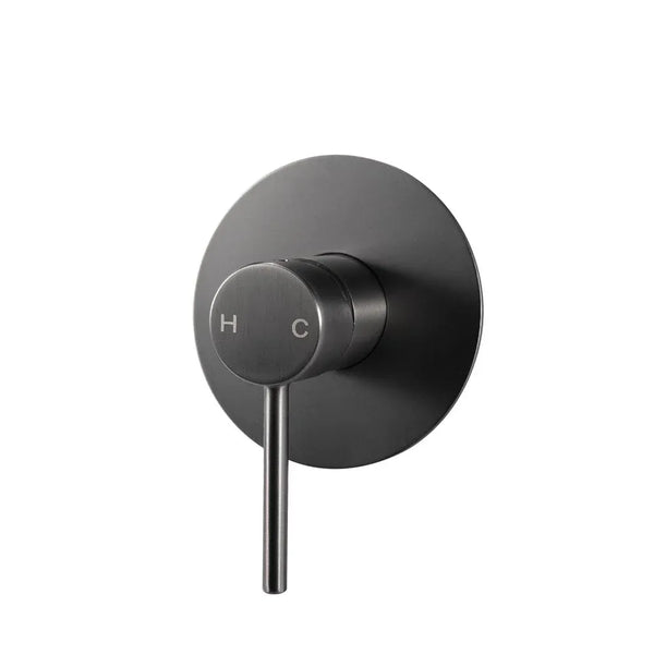 TSI Mixer Taps GM0126-2-65.ST LUCID PIN GUN METAL GREY ROUND SHOWER/BATH WALL MIXER(65MM COVER PLATE)